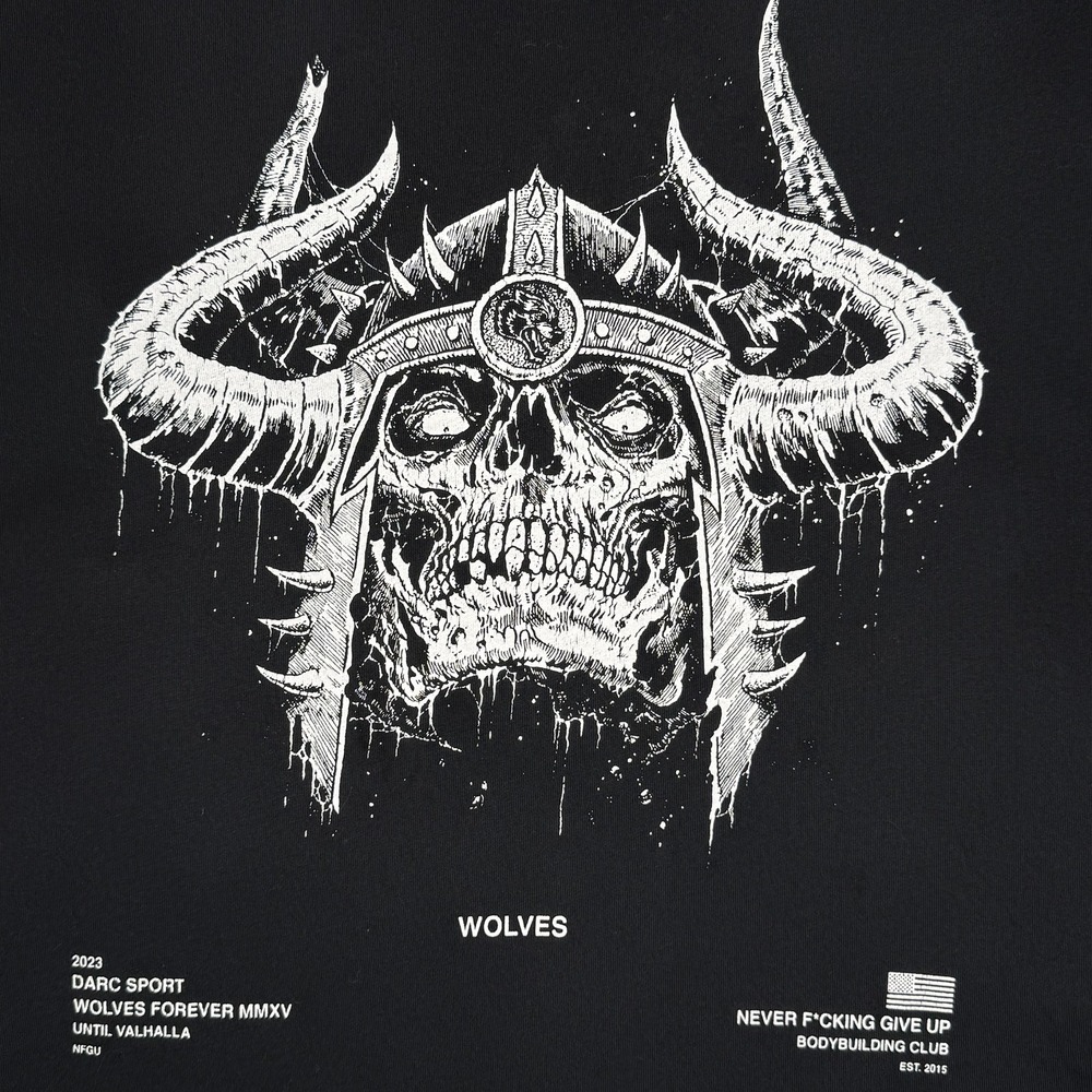 Darc Sport Shirt Mens Large Black Wolves Club Viking Skull Graphic Tee 2023 - Picture 3 of 7